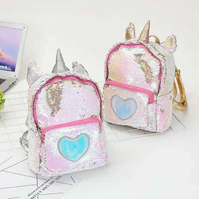 2019 new unicorn backpack girl fashion sequins backpack cartoon cute bag travel backpack