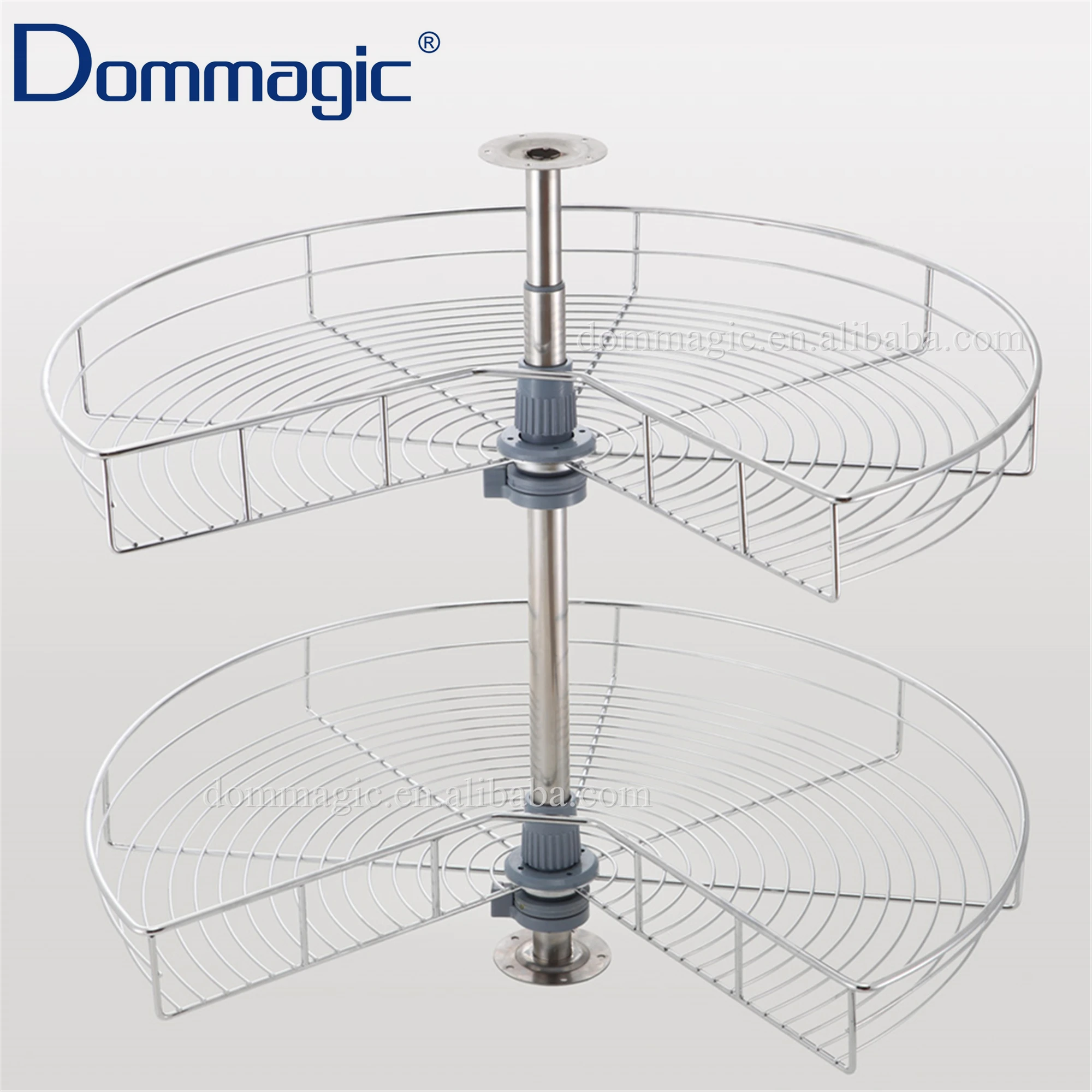 Kitchen Chrome Wooden 270 Revolving Basket for Corner Organizer