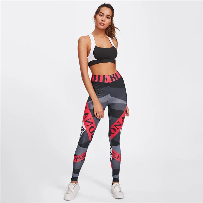 Лидер продаж, спортивные штаны для бега и спортзала с цифровым принтом, лоскутные леггинсы