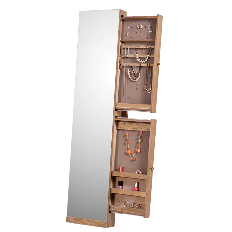 
Custom Design Elegant Floor Standing Mirror Jewelry Cabinet 