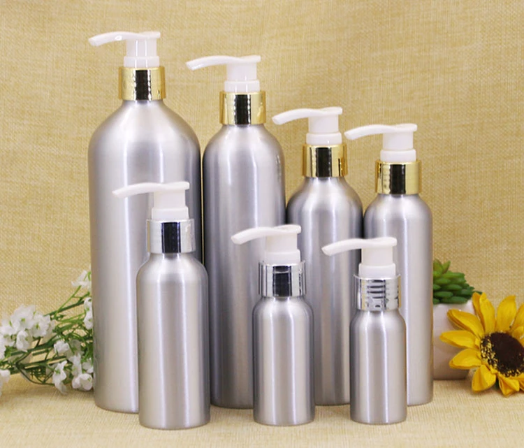 IBELONG Wholesale 30ml 50ml 100ml 120ml 150ml 250ml 500ml 1 Liter Empty Aluminum Lotion Bottle With Hand Pump Sprayer