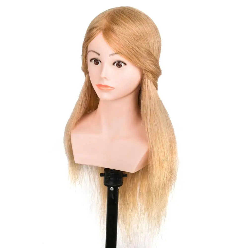 22inch 100%human hair mannequin hairdresser head for barber