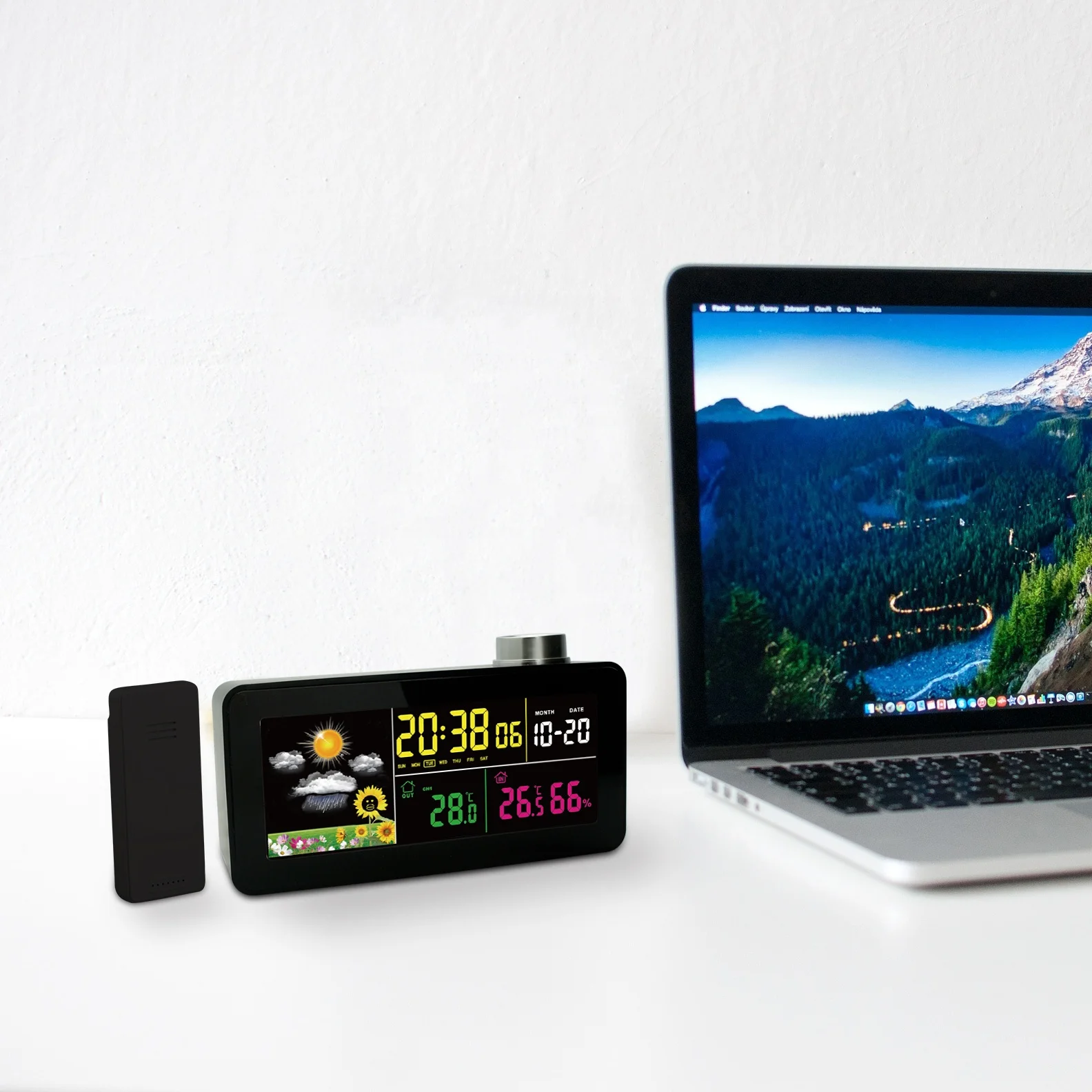 WIRELESS WEATHER STATION MIRROR LED DIGITAL ALARM CLOCK