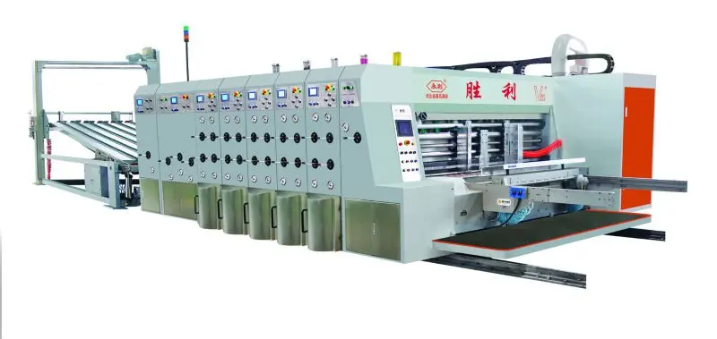 automatic corrugated cardboard carton box 3 color flexo printing die cutting machine