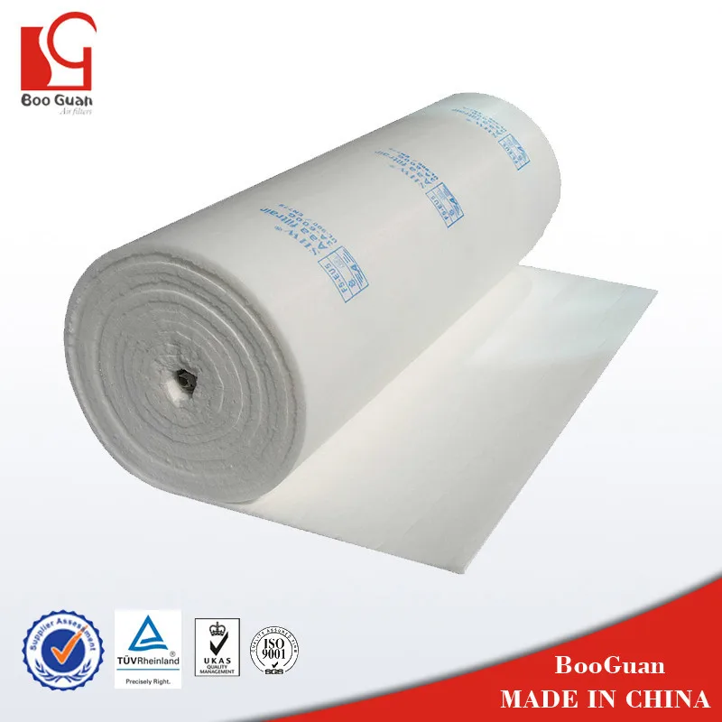 Ceiling filter for spray booth made of polyester and cotton.