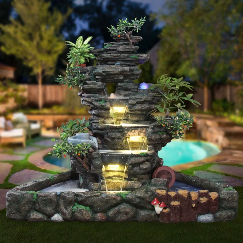 Розничная продажа, высококачественный полимерный открытый Каскадный водопад, водяной фонтан для сада, для продажи