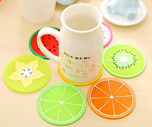Non Slip Fruit Slice Drink Cups Pad Silicone Fruit Coaster