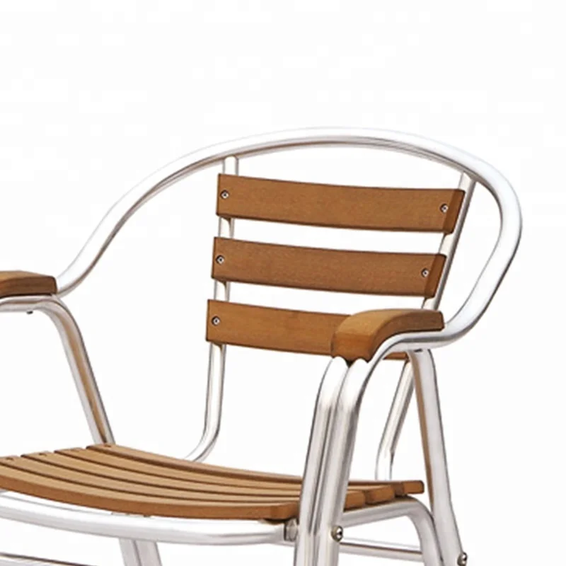 Double Tube Leg Plastic Wood Aluminium Garden Chair