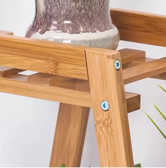 BAMBKIN Bamboo 2-tier Plant Stand two step Multifunctional Flower Shelf Storage Rack Shelves office flower rack