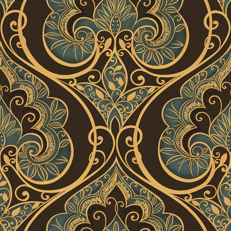 Gorgeous Golden Time Flower Pattern PVC Wallpaper Home Decoration