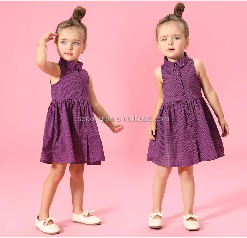Girls Cotton Frock Designs New Arrival 2~6 Year Old Polo Neck Kid Dress Fashion Children Kids Frock Designs Model for Baby Girl