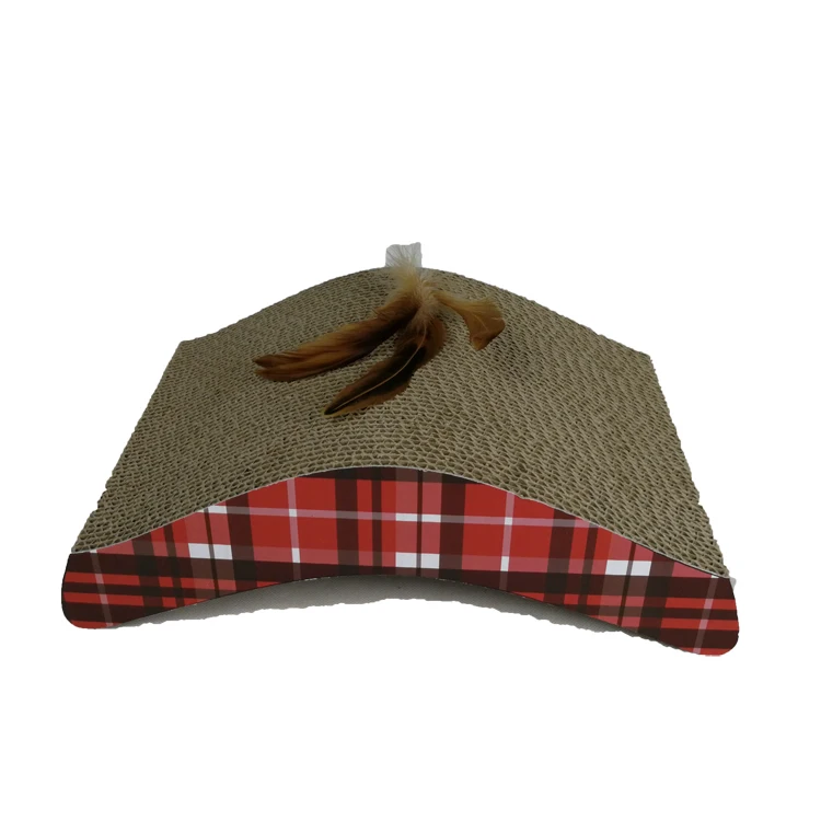 Hot Red lattice V-type cat scratcher corrugated cardboard scraper