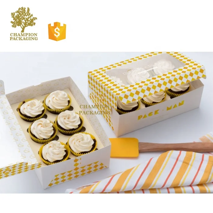 Hot sell cupcake boxes with cup cake windows for bakery boxes custom