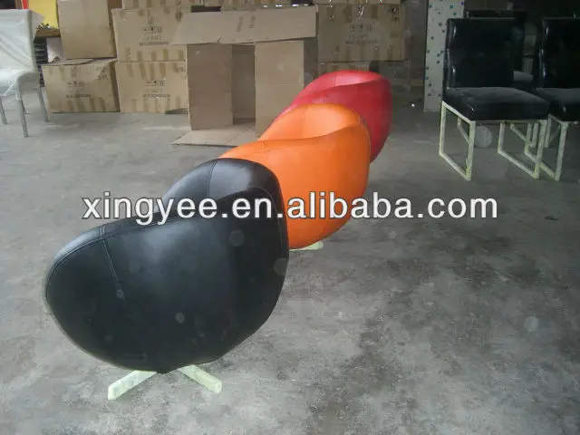 Modern living room furniture of house PU swivel ball chair genuine leather round shape chair