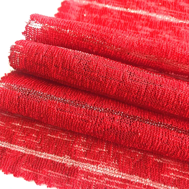 Good price 300d96f stripe hacci thick knit fabric with metallic glitter