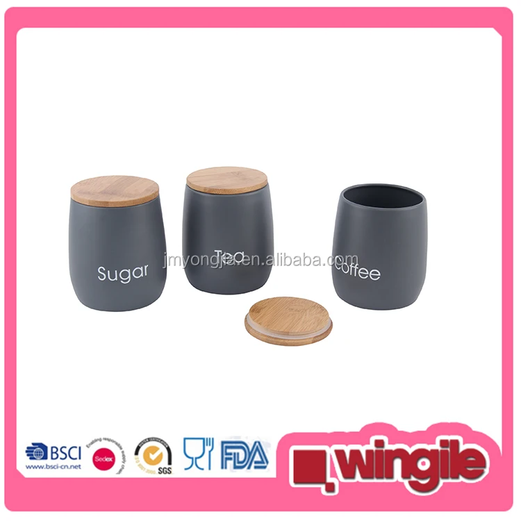 New Design bread display box and Higher body Canister Set with bamboo lid