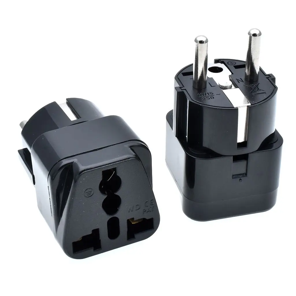 Schuko, Germany France Travel Power Adapter, Grounded European Plug - Type E/F Outlet, Adaptor for USA to Europe EU Socket