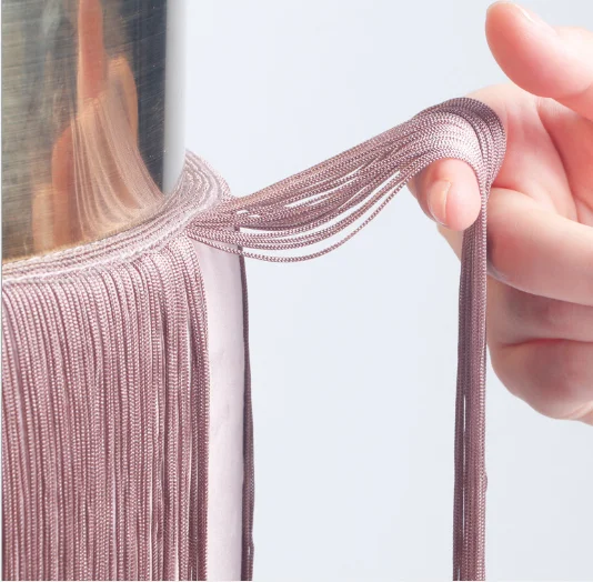 Purple velvet round ottoman gold plated with fringe