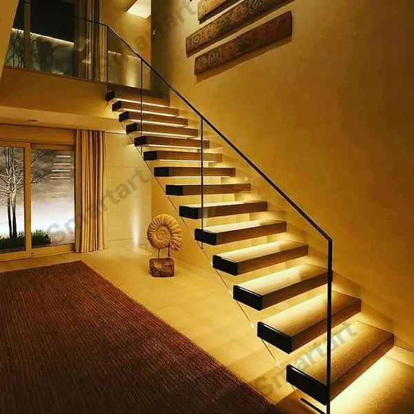 Top quality portable wood floating stairs hidden cantilever stairs