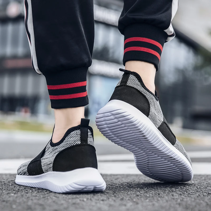 
low price Light wight Comfort MD sole black sneakers men no laces casual shoes 