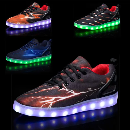 boys LED light shoes USD charge gold silver