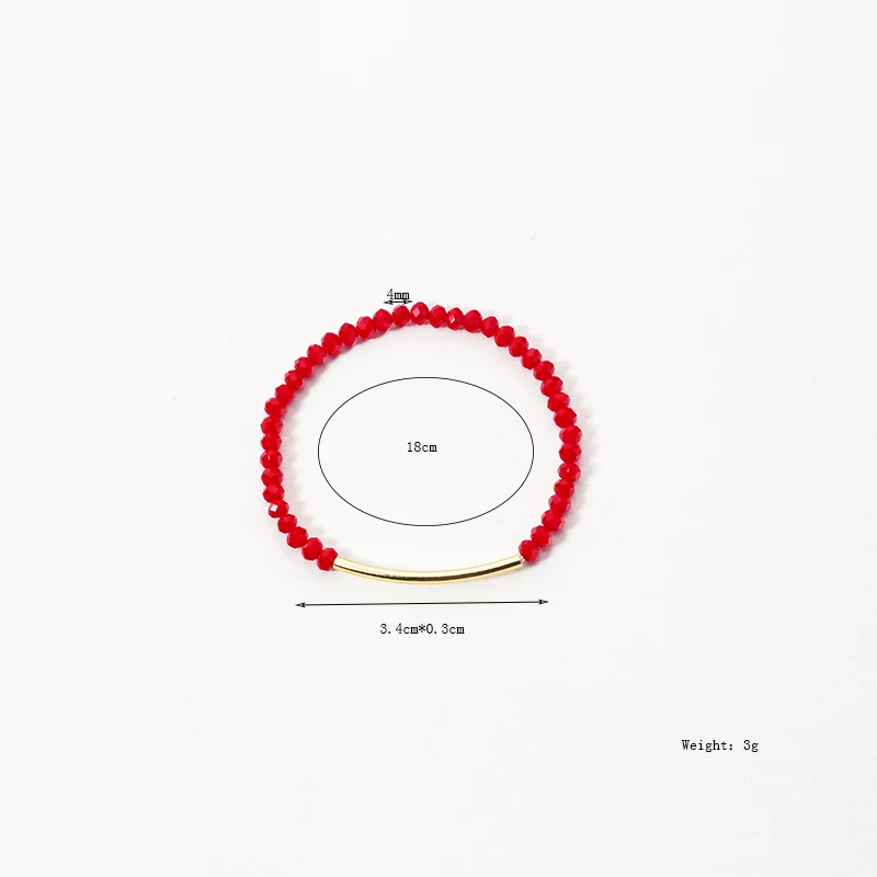 Fashion 4mm Crystal Bead Seed Bead Copper Tube Stretch Bracelet For Women