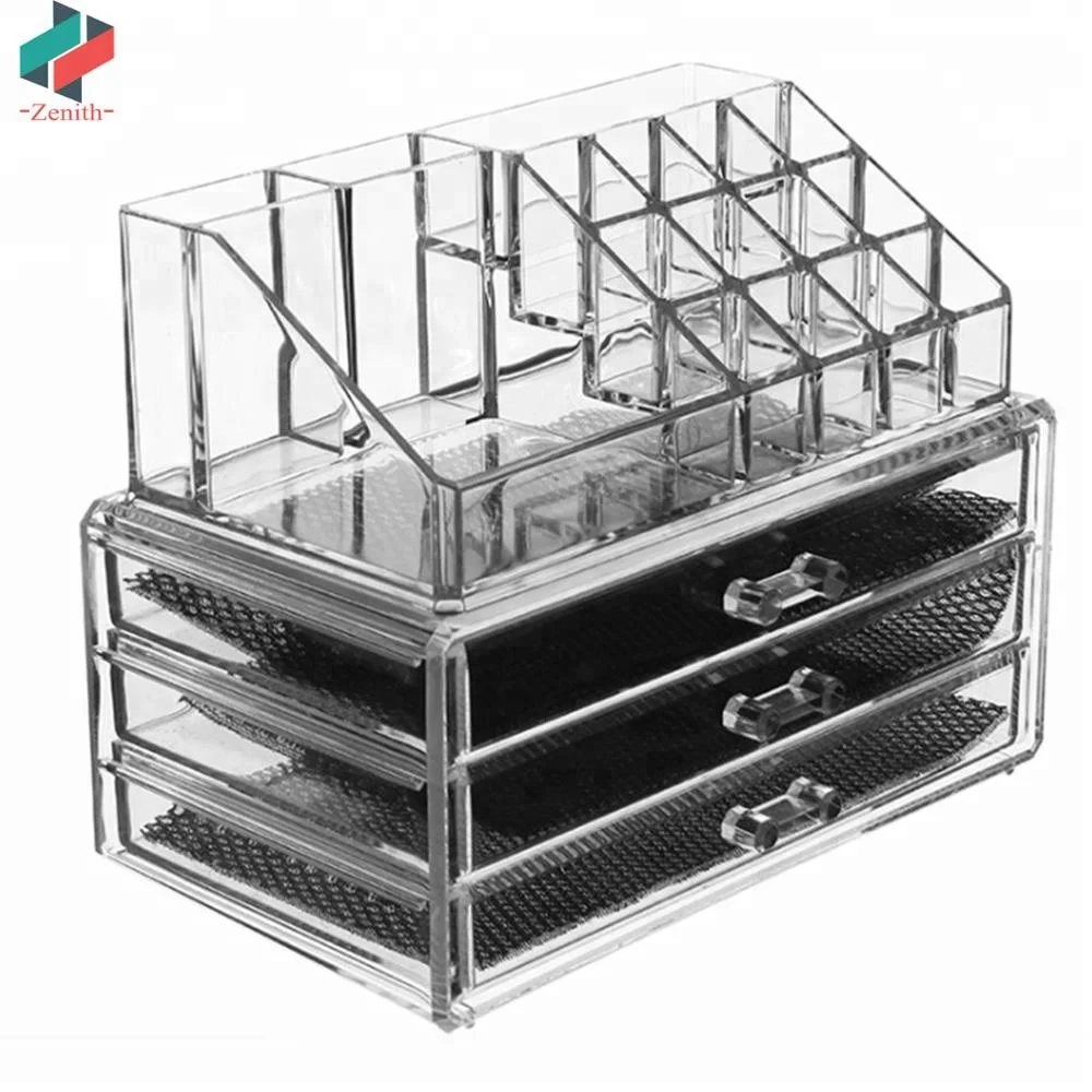 
ZNH00026 Wholesale 3 Drawer Acrylic Makeup Organizer with Handle 