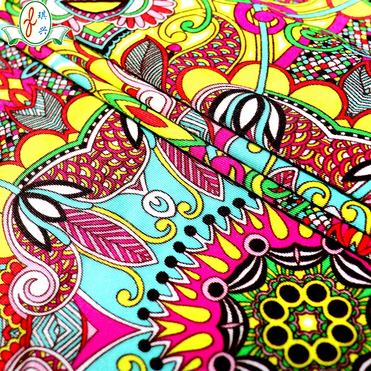 Shiny Microfiber Nylon Lycra 4 Way Stretch Retro African Printed Bikini Fabric