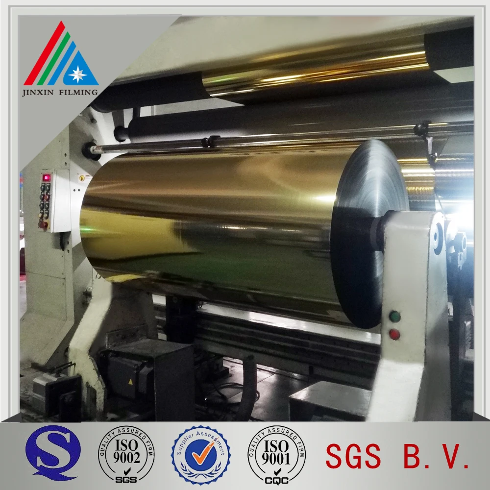 24mic EVA coated Gold color metallized pet film for paper lamination