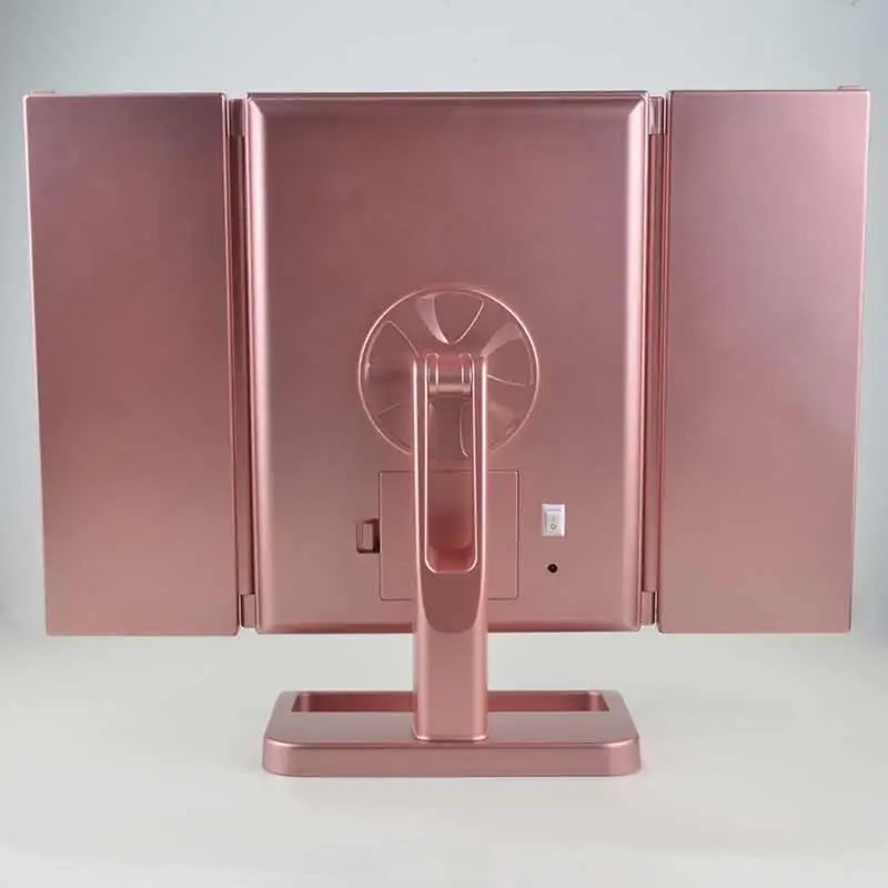 Private Label Wholesale Rose Gold 7X Magnifying Concave Make up Vanity Tray Mirror with LED light