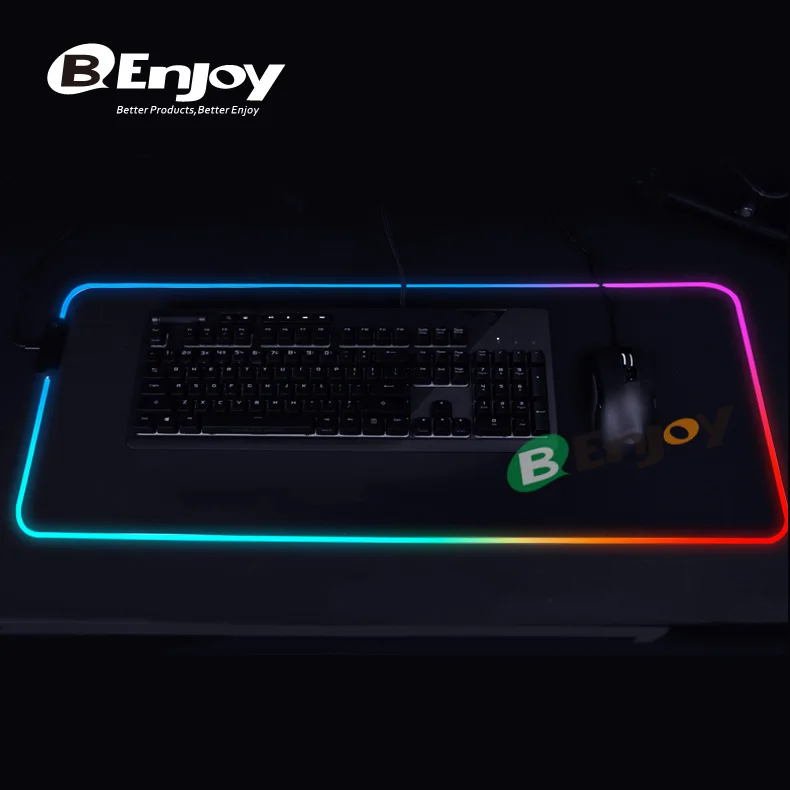 
 Фабричный OEM Расширенный RGB светящийся светодиодный игровой коврик для мыши с нескользящей резиновой основой  