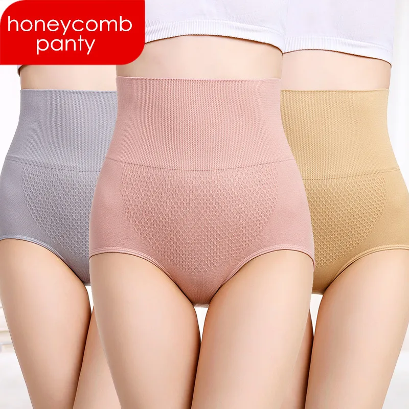 
New Women Massage Keep Warm Hip Up Panty High Waist 3D Honeycomb Panties 