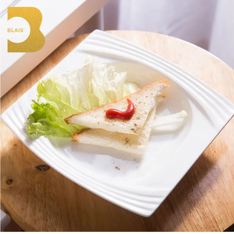 chaozhou wholesale modern handmade heat resistant bone china china commercial dinner 12inch  ceramic square restaurant plates
