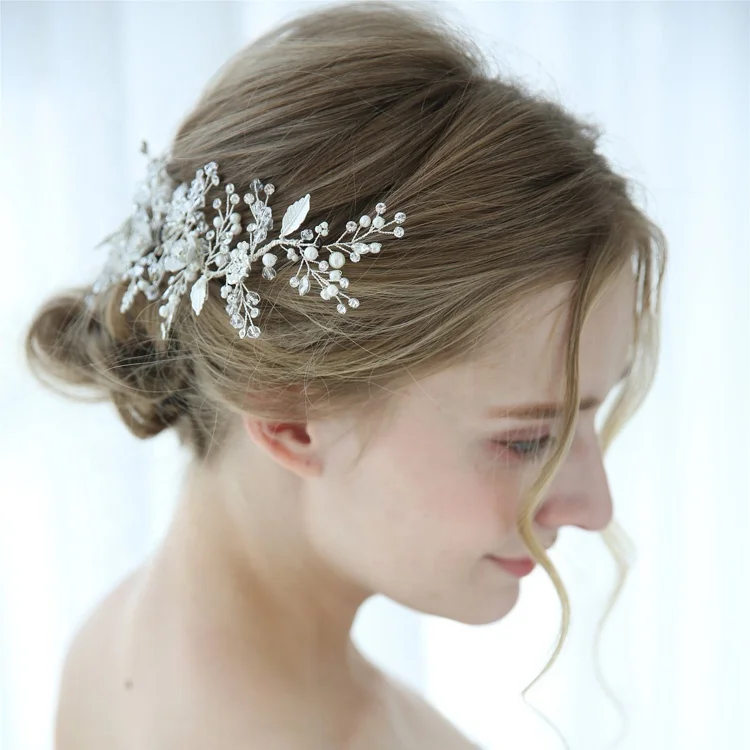 Shiny Bridal Hair Clip Crystal Barrette Women Silver Headband Wedding Anniversary Hair Accessories Headpiece