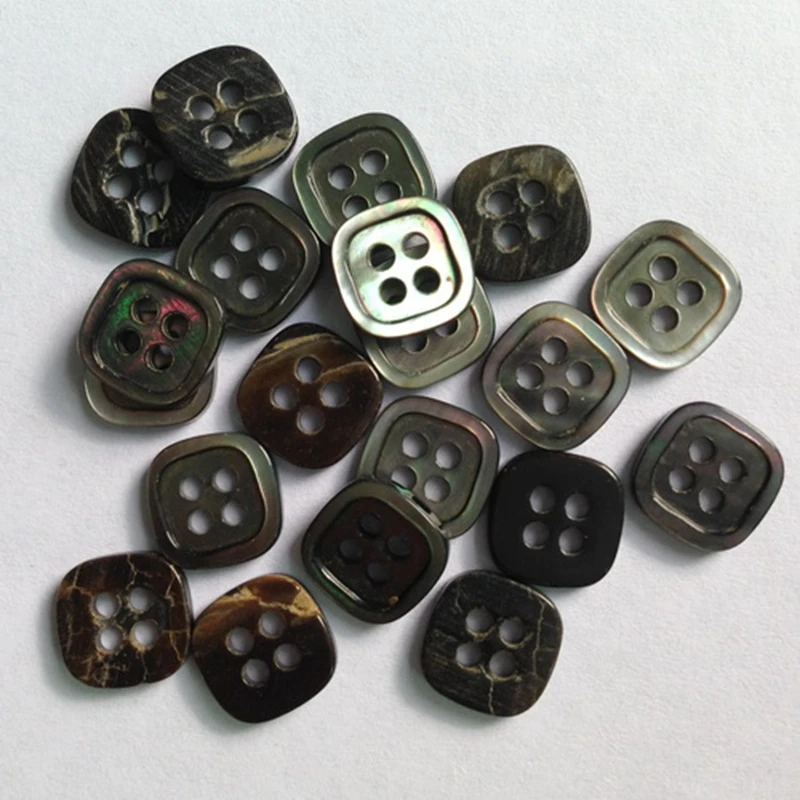 black mother of pearl shell square shirt button
