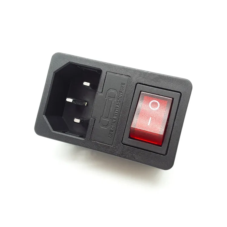 universal 3 pins inlet AC-01 rocker switch and ac power socket with fuse