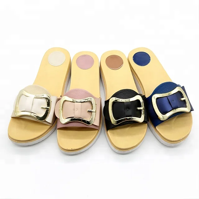 
Competitive Price Top Quality PU Thick Sole Single Buckle Slip On Slippers 