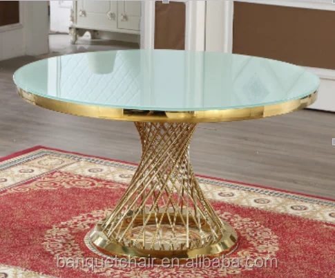 
Simple design used wedding round glass tables for event FD-011T 