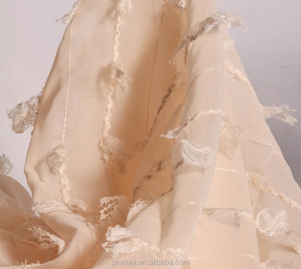 100%Polyester new design tassel lace chiffon fabric for dress