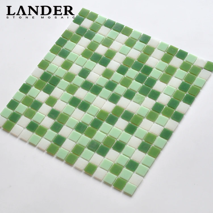 
blue green cheap glass mosaic tile for pool outside 