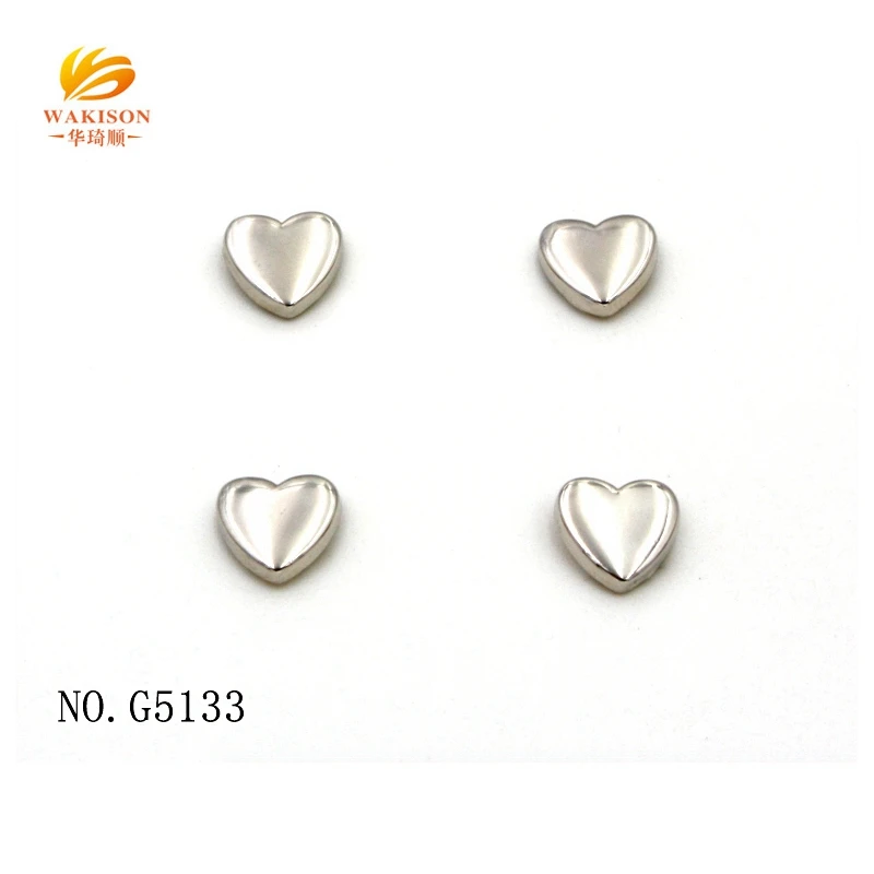 Wakison metal accessories factory custom heart shape metal rivet for fashion ladies bags