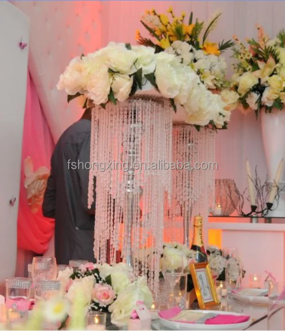 silver table top hanging crystals chandelier for wedding decoration