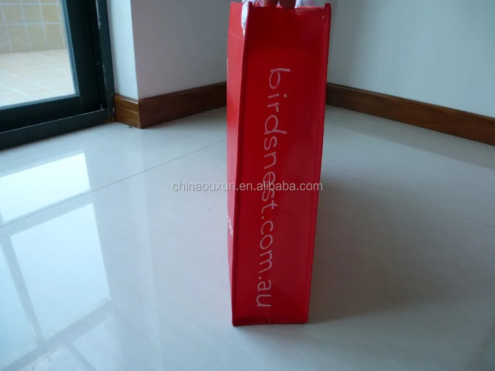 Wholesale China high quality eco-friendly red pp spunbond non-woven laminating market grocery gift trade show shopping bag