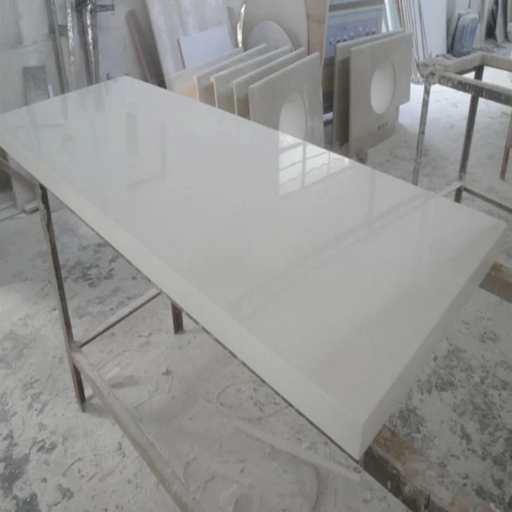 White Artificial Stone 8 Seaters Long Size Table Top