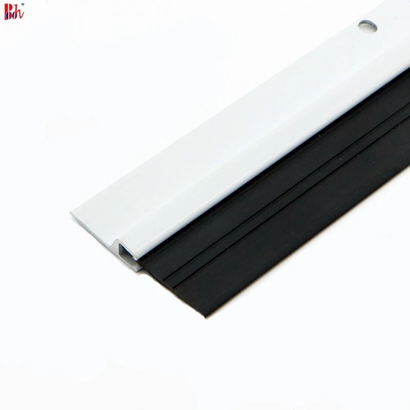 Bh Sealing Strips Door Bottom Seals Weatherstripping White Aluminium Alloy Bar with PVC Rubber Tape Draught Excluder