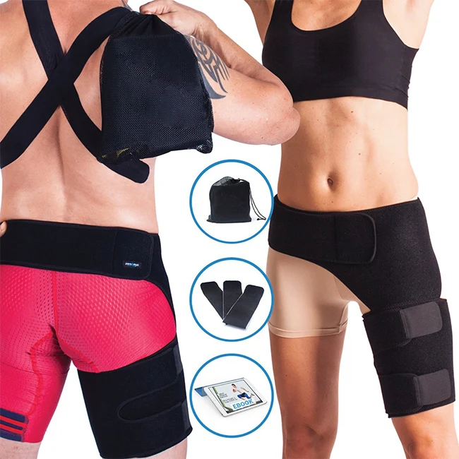 2020 adjustable thigh brace compression wrap groin hip support