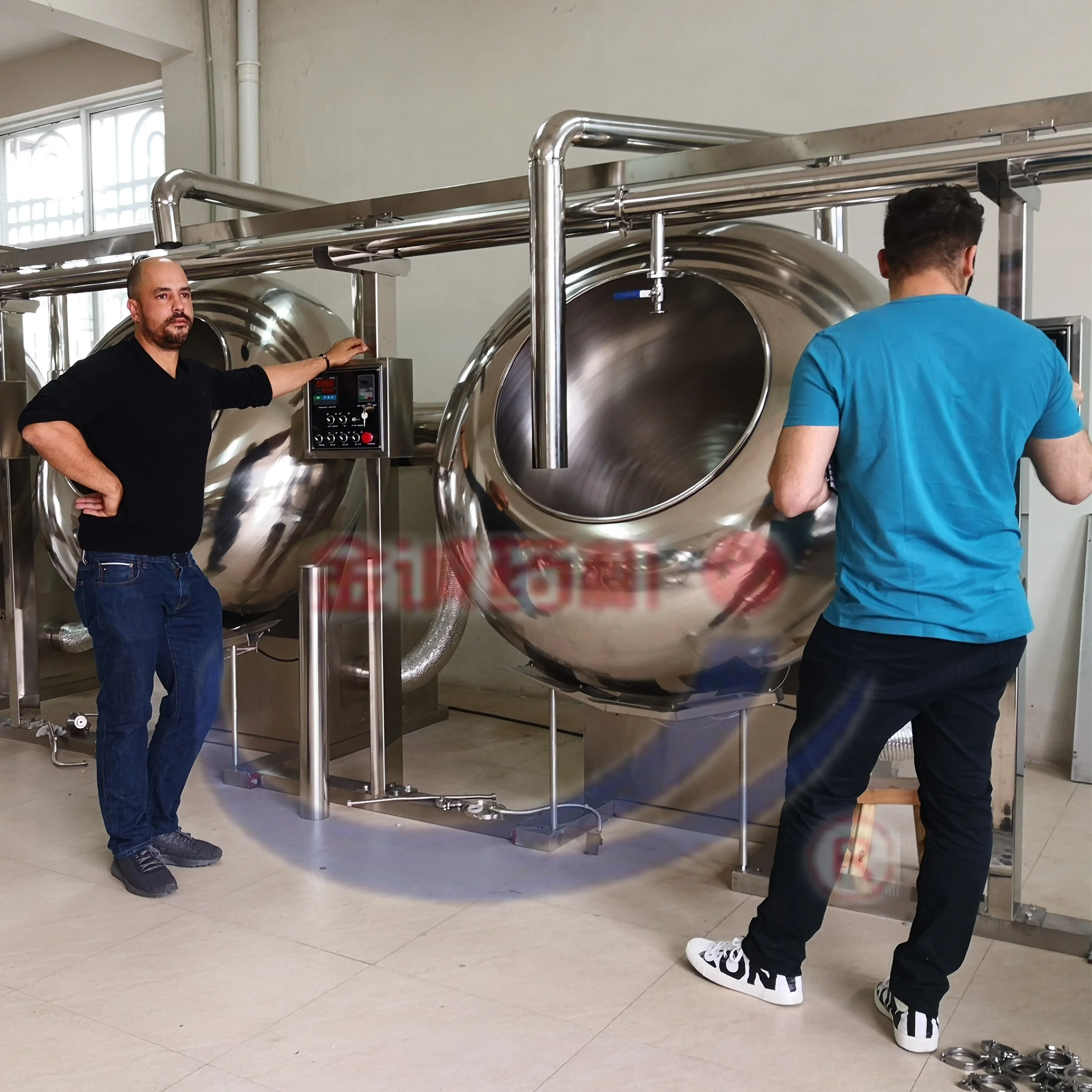 wide output range commercial industrial Caramelized nuts sugar chocolate coating pan machine