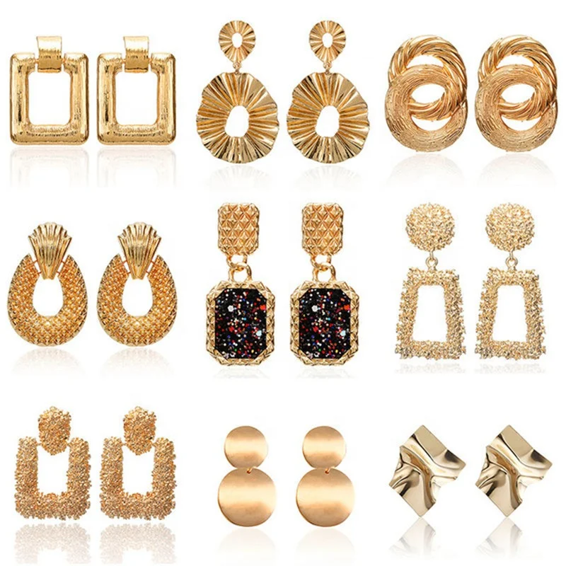 2019 Fashion Modern Jewelry Statement Big Geometric Earrings For Women Hanging Dangle Drop Earrings Womens Earings Jewelry
