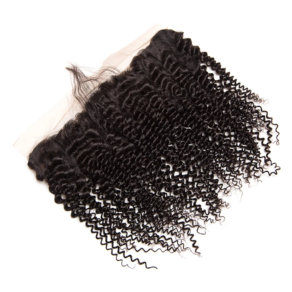 Overnight Shipping Wholesale Brazilian Virgin Human Hair Weave Kinky Curly Bundles And Illusion Thin Skin Lace Frontal