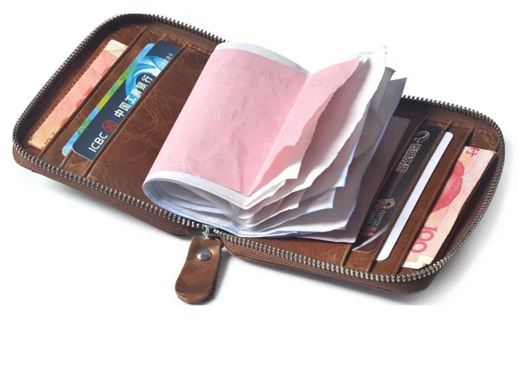 Thin Billfold Vintage Wallet Men Money Clips Genuine Leather Clamp for Money Holder Credit Card Case Cash Clip 12 Card Pocket